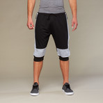 Color Block Rib Cuff Short // Black + Grey (S)