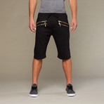 Golden Dub Zip Open Bottom Cuff Short // Black (S)