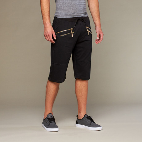 Golden Dub Zip Open Bottom Cuff Short // Black (S)