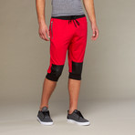 Quilted Patch Rib Cuff // Red + Black (L)