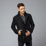 Double Breasted Zip Peacoat // Charcoal (M)