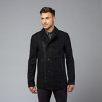 Double Breasted Zip Peacoat // Charcoal (L)