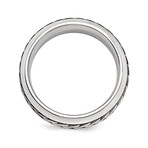 Steel Bevel Ring + Gray Titanium Wheat Pattern (Size 8)