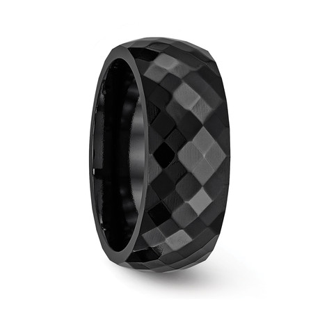 Faceted Black Titanium Ring (Size 8)