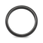 Black Titanium Domed Ring + White Gold Stripe (Size 7)