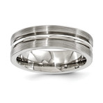 Textured Titanium Ring + Polished Center (Size 7)