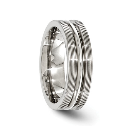 Textured Titanium Ring + Polished Center (Size 7)