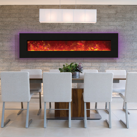 Electric Fireplace // Log Set & 3 Colors of Fireglass Media (34"L x 21"W)