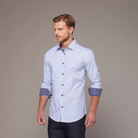 Diamond Print Shirt // Blue (L)