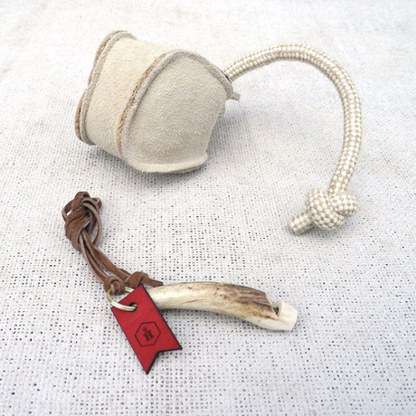 Whistle & Rope Ball Toy Bundle // Scottish Stag Antler