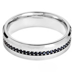 Crucible Stainless Steel Black Cubic Zirconia Brushed Ring (Size 8)