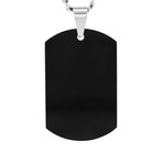 Black Brushed Finish Engravable Dog Tag Pendant Necklace