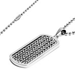 West Coast Jewelry // Stainless Steel Cable Inlay Dog Tag Necklace