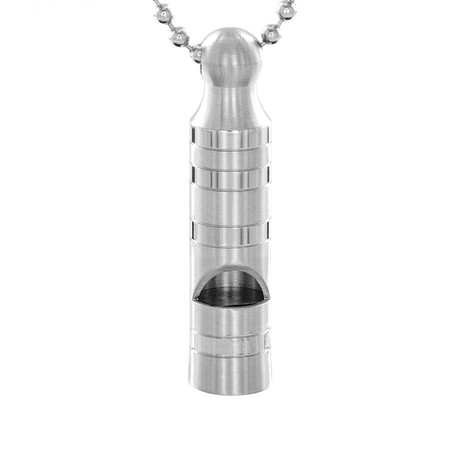 Crucible Stainless Steel Whistle Pendant with Ball Chain (Silver)