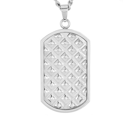 Crucible Stainless Steel Polished Pyramid Textured Dog Tag Pendant