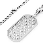Crucible Stainless Steel Polished Pyramid Textured Dog Tag Pendant