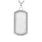 Crucible Stainless Steel Sandblasted + Rope Inlay Dog Tag Pendant // Silver // 24"