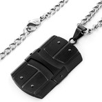 Crucible Stainless Steel Gunmetal Geometric Dog Tag Necklace