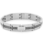 Crucible Stainless Steel Black Plate Intricate Woven Inlay Bracelet