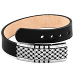 Crucible Black Leather and Lattice Buckle Bracelet