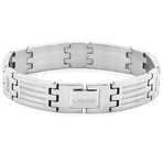 Crucible Stainless Steel Cubic Zirconia Textured Link Bracelet