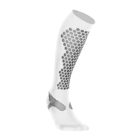 Elite Compression Alpine Sock // White + Grey (S)