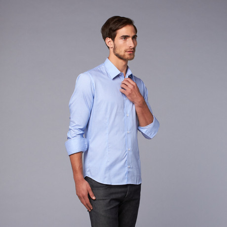 Woven Striped Shirt // Light Blue (US: 39)