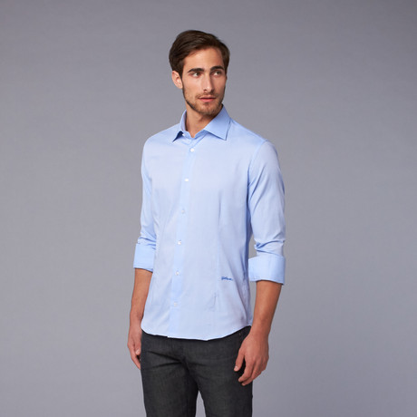 Just Cavalli Woven Cutaway Collar Shirt // Sky Blue (US: 39)