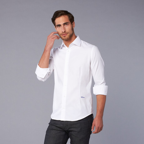 Just Cavalli Woven Cutaway Collar Shirt // White (US: 39)