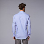Woven Cutaway Collar Striped Shirt // Blue + White (US: 43)