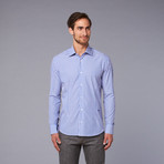 Woven Cutaway Collar Striped Shirt // Blue + White (US: 42)