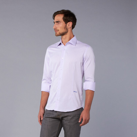 Just Cavalli Woven Cutaway Collar Shirt // Lavender (US: 39)