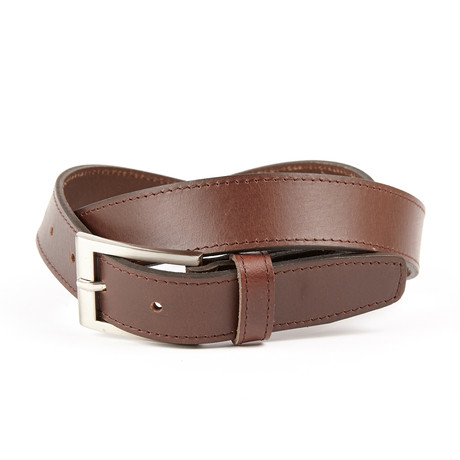 The Eric Block Edge Leather Belt  // Brown (Small (32"- 34" Waist))