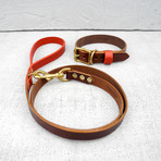 Collar & Leash Set // Chestnut + Oxblood (Small)