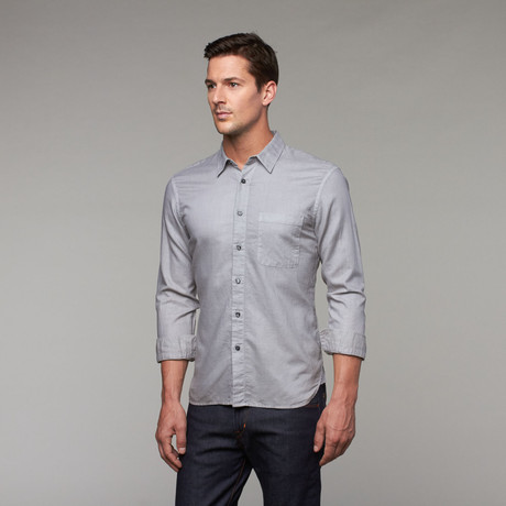 French Seam Slim Fit Button-Up // Light Grey (S)