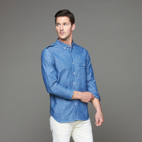 Norman Russell // Willis II Button Up // Blue Chambray (S)