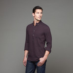 Norman Russell // Russell Popover Button Down // Plum Brown (XL)