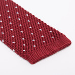 Knit Tie + Tie Clip Set // Burgundy + White