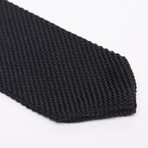 Silk Knit Tie + Lapel Button Set // Black