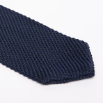 Silk Knit Tie + Flower Lapel Set // Navy