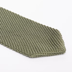 Silk Knit Tie + Lapel Flower + Tie Clip Set // Army Green