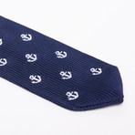 Silk Knit Tie + Lapel Button Set // Navy Anchor