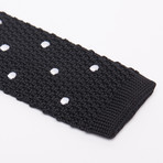 Knit Tie + Lapel Button Set // Black + Polka Dot