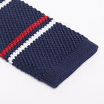 Knit Tie + Tie Clip Set // Navy + Red Stripe