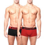 2-Pack Solid Brazilian Microfiber Trunks // Red (XL)
