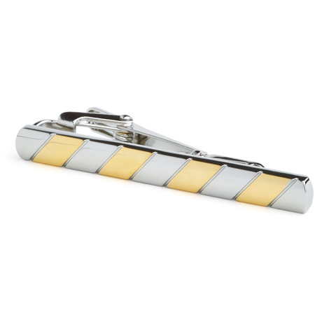 Two-Toned Diagonal Striped Tie Bar