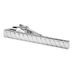 Silver Diagonal Striped Tie Bar