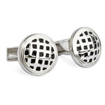 Silver Mesh Detail Cufflinks // Black