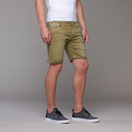 Slim Fit Denim Shorts // Olive Green (31WX32L)
