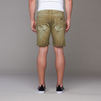Slim Fit Denim Shorts // Olive Green (31WX32L)